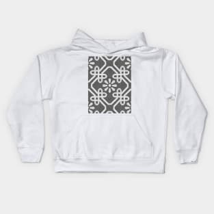 Lisbon Cais do Sodré Portuguese cobblestone inspiration // white flowers intertwined hearts geometric and decorative shapes Kids Hoodie